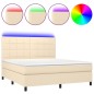 vidaXL Boxspringbett mit Matratze & LED Creme 180x200 cm Stoff vidaXL Boxspringbett mit Matratze & LED Creme 180x200 cm Stoff
