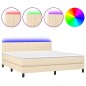vidaXL Boxspringbett mit Matratze & LED Creme 160x200 cm Stoff vidaXL Boxspringbett mit Matratze & LED Creme 160x200 cm Stoff