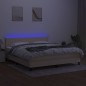 vidaXL Boxspringbett mit Matratze & LED Creme 160x200 cm Stoff vidaXL Boxspringbett mit Matratze & LED Creme 160x200 cm Stoff