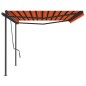 vidaXL Markise Automatisch Einziehbar mit Pfosten 5x3,5 m Orange Braun vidaXL Markise Automatisch Einziehbar mit Pfosten 5x3,5 m Orange Braun