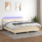 vidaXL Boxspringbett mit Matratze & LED Creme 180x200 cm Stoff vidaXL Boxspringbett mit Matratze & LED Creme 180x200 cm Stoff