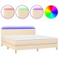 vidaXL Boxspringbett mit Matratze & LED Creme 180x200 cm Stoff vidaXL Boxspringbett mit Matratze & LED Creme 180x200 cm Stoff