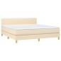 vidaXL Boxspringbett mit Matratze & LED Creme 180x200 cm Stoff vidaXL Boxspringbett mit Matratze & LED Creme 180x200 cm Stoff