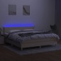 vidaXL Boxspringbett mit Matratze & LED Creme 180x200 cm Stoff vidaXL Boxspringbett mit Matratze & LED Creme 180x200 cm Stoff