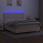 vidaXL Boxspringbett mit Matratze & LED Creme 180x200 cm Stoff vidaXL Boxspringbett mit Matratze & LED Creme 180x200 cm Stoff