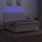 vidaXL Boxspringbett mit Matratze & LED Creme 180x200 cm Stoff vidaXL Boxspringbett mit Matratze & LED Creme 180x200 cm Stoff