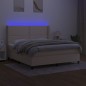 vidaXL Boxspringbett mit Matratze & LED Creme 160x200 cm Stoff vidaXL Boxspringbett mit Matratze & LED Creme 160x200 cm Stoff