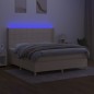vidaXL Boxspringbett mit Matratze & LED Creme 180x200 cm Stoff vidaXL Boxspringbett mit Matratze & LED Creme 180x200 cm Stoff