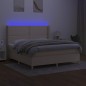 vidaXL Boxspringbett mit Matratze & LED Creme 180x200 cm Stoff vidaXL Boxspringbett mit Matratze & LED Creme 180x200 cm Stoff
