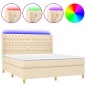 vidaXL Boxspringbett mit Matratze & LED Creme 180x200 cm Stoff vidaXL Boxspringbett mit Matratze & LED Creme 180x200 cm Stoff