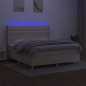 vidaXL Boxspringbett mit Matratze & LED Creme 180x200 cm Stoff vidaXL Boxspringbett mit Matratze & LED Creme 180x200 cm Stoff