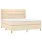 vidaXL Boxspringbett mit Matratze & LED Creme 180x200 cm Stoff vidaXL Boxspringbett mit Matratze & LED Creme 180x200 cm Stoff
