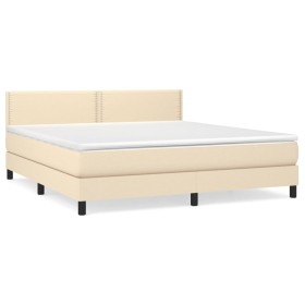 vidaXL Boxspringbett mit Matratze Creme 160x200 cm Stoff