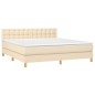 vidaXL Boxspringbett mit Matratze Creme 180x200 cm Stoff vidaXL Boxspringbett mit Matratze Creme 180x200 cm Stoff