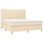 vidaXL Boxspringbett mit Matratze Creme 180x200 cm Stoff vidaXL Boxspringbett mit Matratze Creme 180x200 cm Stoff
