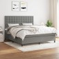 vidaXL Boxspringbett mit Matratze Dunkelgrau 180x200 cm Stoff vidaXL Boxspringbett mit Matratze Dunkelgrau 180x200 cm Stoff