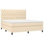 vidaXL Boxspringbett mit Matratze Creme 160x200 cm Stoff vidaXL Boxspringbett mit Matratze Creme 160x200 cm Stoff