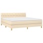 vidaXL Boxspringbett mit Matratze & LED Creme 180x200 cm Stoff vidaXL Boxspringbett mit Matratze & LED Creme 180x200 cm Stoff