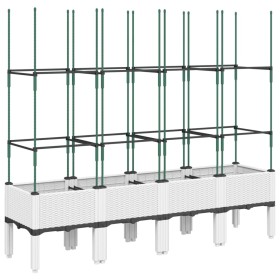 vidaXL Pflanzkübel mit Rankgitter Weiß 160x40x142,5 cm PP