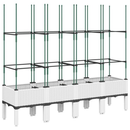 vidaXL Pflanzkübel mit Rankgitter Weiß 160x40x142,5 cm PP