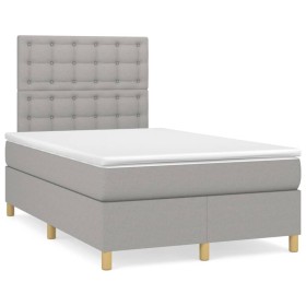 vidaXL Boxspringbett mit Matratze Hellgrau 120x190 cm Stoff