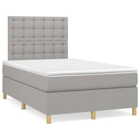 vidaXL Boxspringbett mit Matratze Hellgrau 120x190 cm Stoff