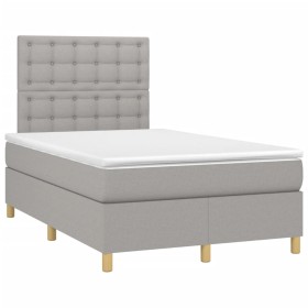 vidaXL Boxspringbett mit Matratze Hellgrau 120x190 cm Stoff