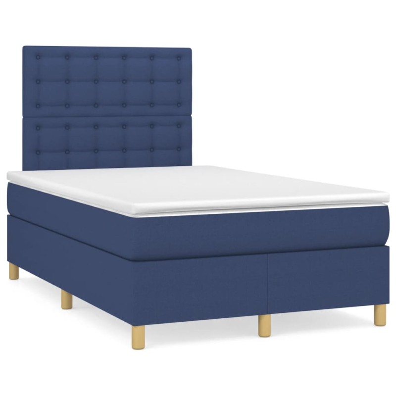 vidaXL Boxspringbett mit Matratze Blau 120x190 cm Stoff vidaXL Boxspringbett mit Matratze Blau 120x190 cm Stoff