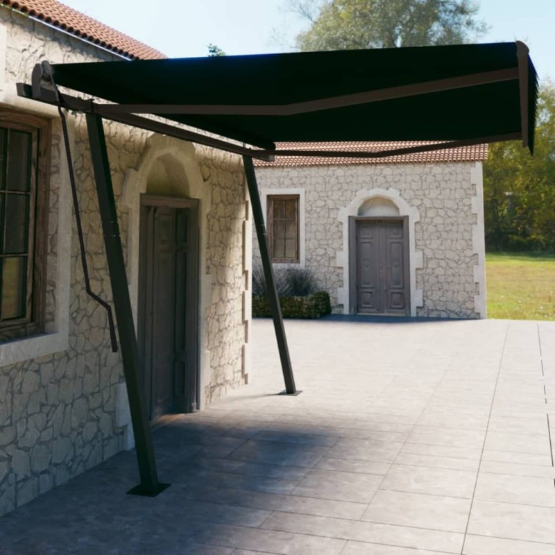 vidaXL Markise Automatisch Einziehbar mit Pfosten 4,5x3 m Anthrazit vidaXL Markise Automatisch Einziehbar mit Pfosten 4,5x3 m Anthrazit