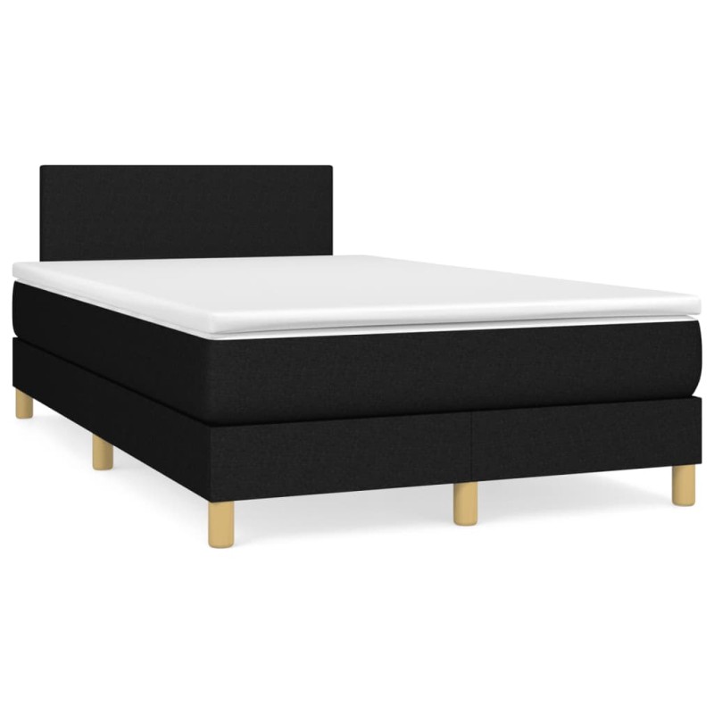 vidaXL Boxspringbett mit Matratze & LED Schwarz 120x190 cm Stoff vidaXL Boxspringbett mit Matratze & LED Schwarz 120x190 cm Stoff