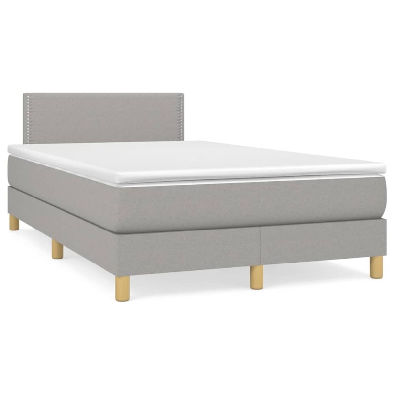 vidaXL Boxspringbett mit Matratze Hellgrau 120x190 cm Stoff vidaXL Boxspringbett mit Matratze Hellgrau 120x190 cm Stoff