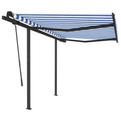 Gelenkarmmarkise Automatisch mit Pfosten 3x2,5 m Blau und Weiß
