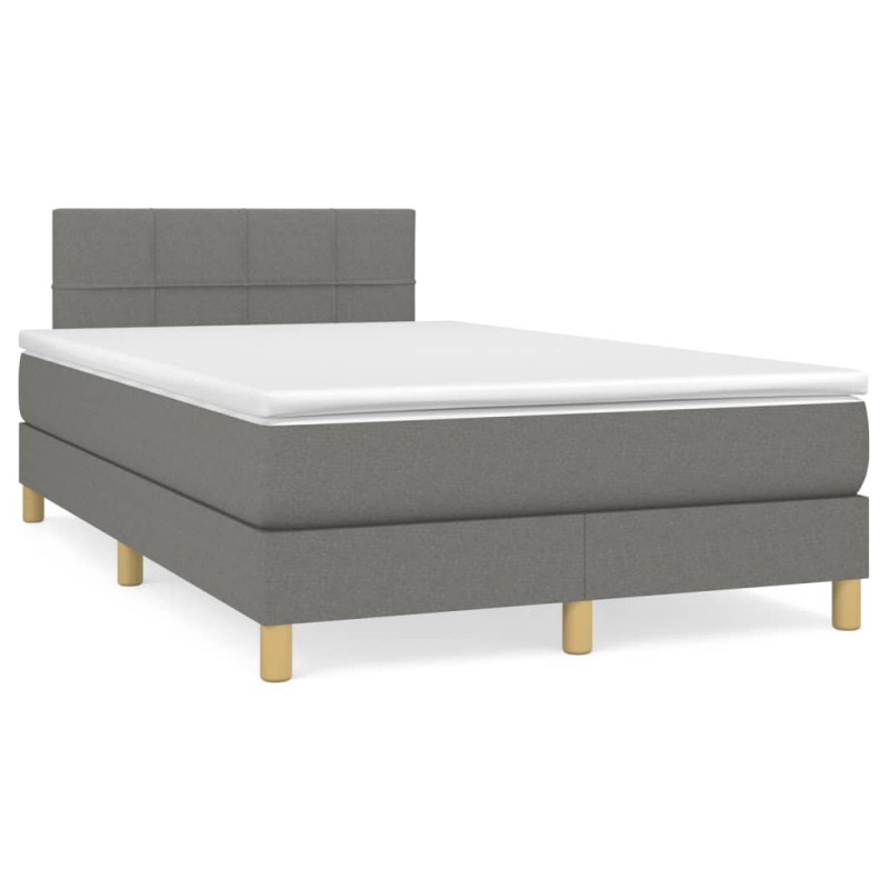 vidaXL Boxspringbett mit Matratze Dunkelgrau 120x190 cm Stoff vidaXL Boxspringbett mit Matratze Dunkelgrau 120x190 cm Stoff