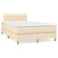 vidaXL Boxspringbett mit Matratze Creme 120x190 cm Stoff vidaXL Boxspringbett mit Matratze Creme 120x190 cm Stoff