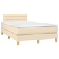 vidaXL Boxspringbett mit Matratze Creme 120x190 cm Stoff vidaXL Boxspringbett mit Matratze Creme 120x190 cm Stoff