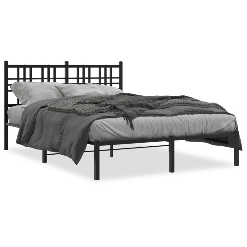 vidaXL Bettgestell mit Kopfteil Metall Schwarz 135x190 cm vidaXL Bettgestell mit Kopfteil Metall Schwarz 135x190 cm