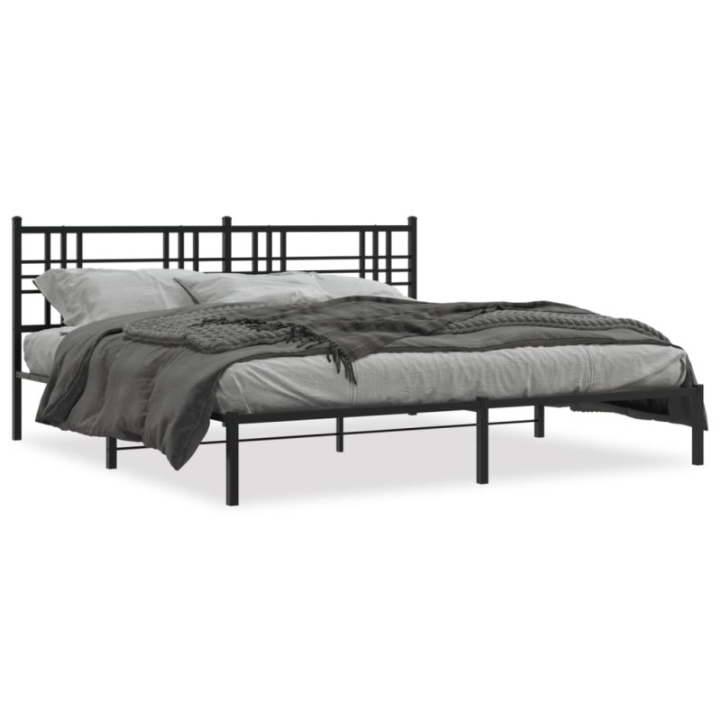 vidaXL Bettgestell mit Kopfteil Metall Schwarz 180x200 cm vidaXL Bettgestell mit Kopfteil Metall Schwarz 180x200 cm