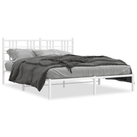vidaXL Bettgestell mit Kopfteil Metall Weiß 150x200 cm