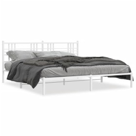 vidaXL Bettgestell mit Kopfteil Metall Weiß 180x200 cm