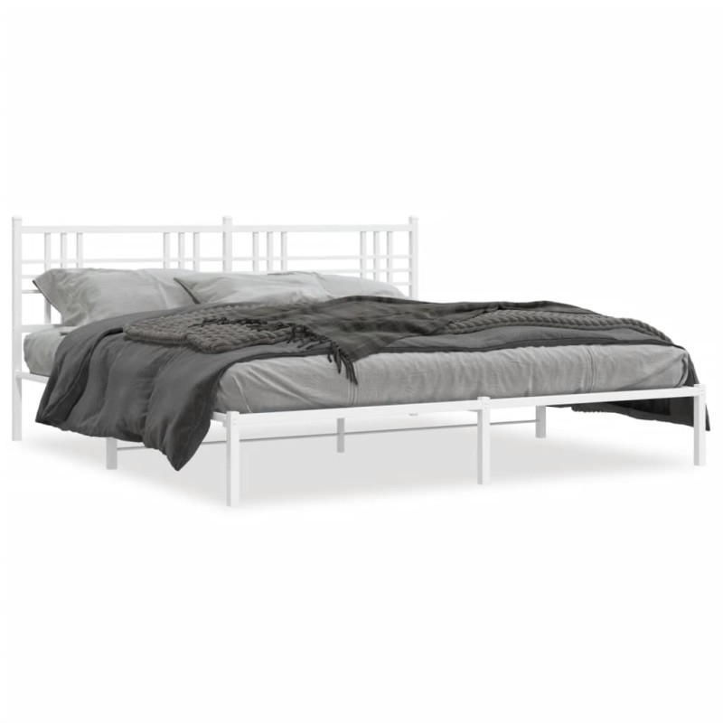 vidaXL Bettgestell mit Kopfteil Metall Weiß 180x200 cm vidaXL Bettgestell mit Kopfteil Metall Weiß 180x200 cm