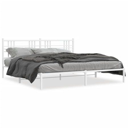 vidaXL Bettgestell mit Kopfteil Metall Weiß 180x200 cm