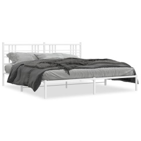 vidaXL Bettgestell mit Kopfteil Metall Weiß 200x200 cm