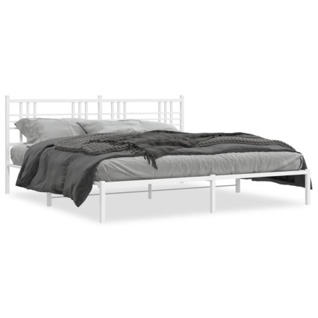 vidaXL Bettgestell mit Kopfteil Metall Weiß 200x200 cm