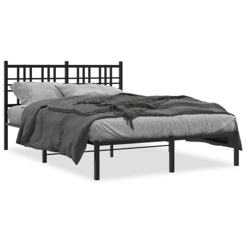 vidaXL Bettgestell mit Kopfteil Metall Schwarz 120x190 cm vidaXL Bettgestell mit Kopfteil Metall Schwarz 120x190 cm
