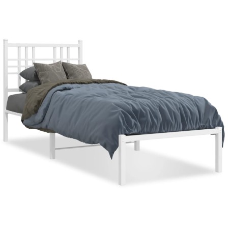 vidaXL Bettgestell mit Kopfteil Metall Weiß 75x190 cm
