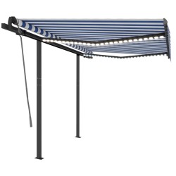 Automatische Markise mit LED & Windsensor 3,5x2,5 m Blau & Weiß