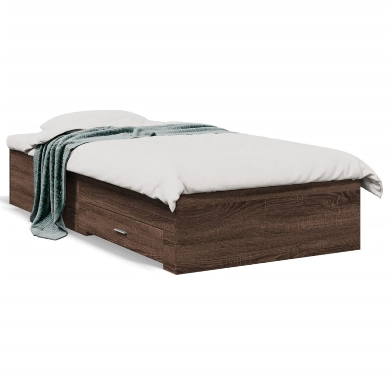 vidaXL Bettgestell mit Schubladen Braun Eichen-Optik 90x200 cm vidaXL Bettgestell mit Schubladen Braun Eichen-Optik 90x200 cm