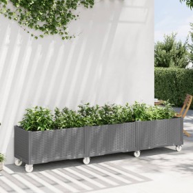vidaXL Pflanzkasten mit Rollen Hellgrau 240x50x54 cm PP