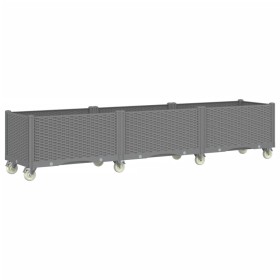 vidaXL Pflanzkasten mit Rollen Hellgrau 240x50x54 cm PP