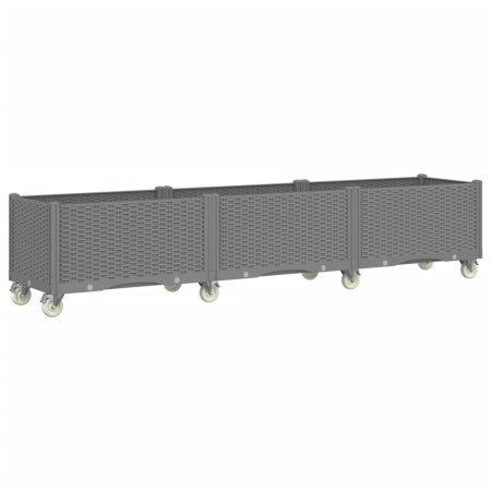 vidaXL Pflanzkasten mit Rollen Hellgrau 240x50x54 cm PP
